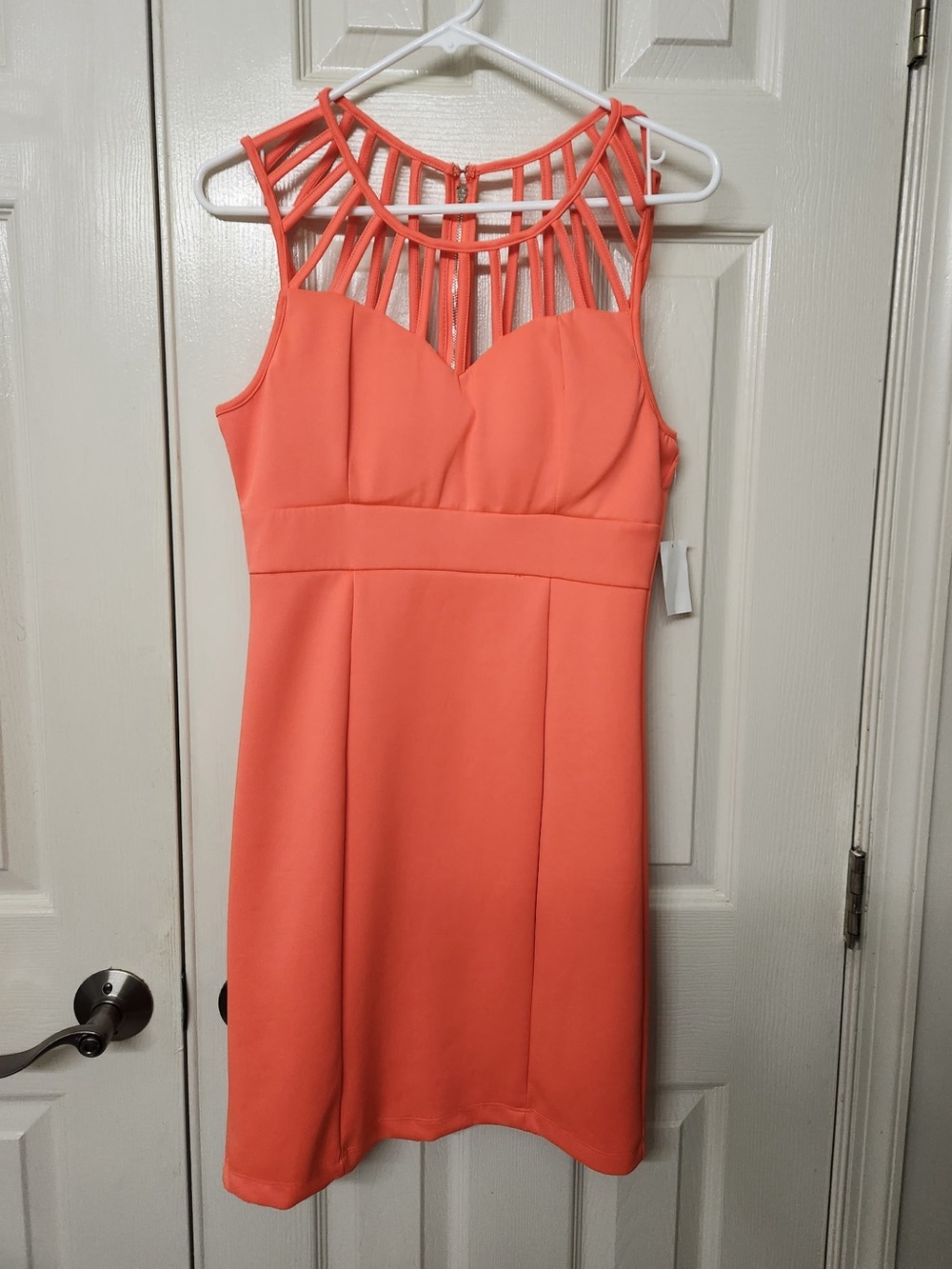 Charlotte Russe Coral Strappy-Neck Mini Dress